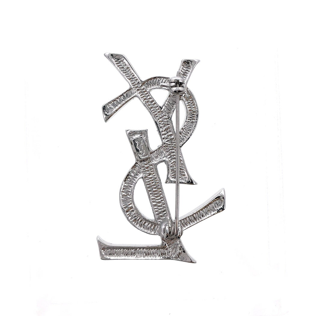 イヴサンローラン YSL ロゴ ブローチ ラインストーン Saint-Laurent 