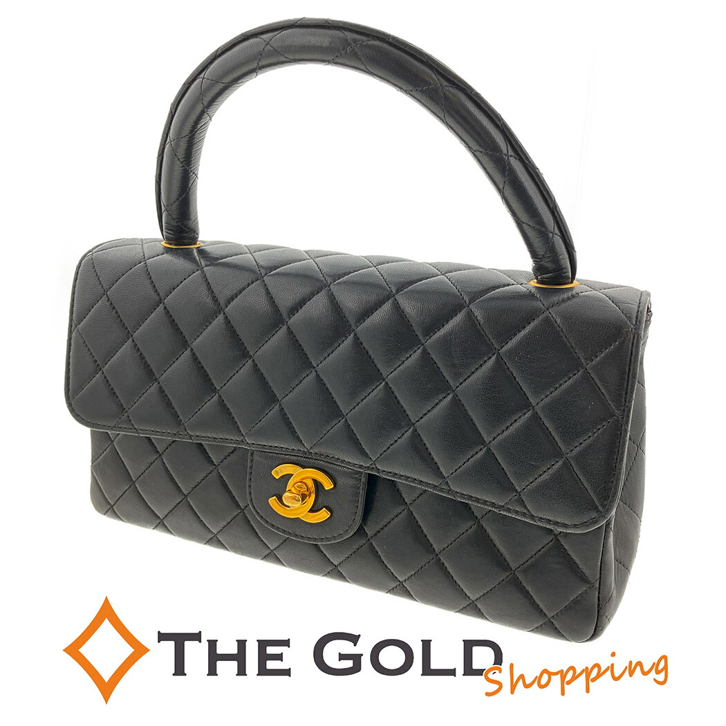 シャネルマトラッセ 親バッグエナメルハンドバッグブラック美品