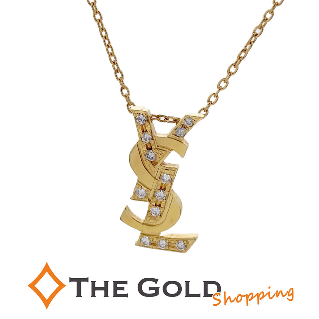 楽天市場】イヴ・サンローラン ロゴマーク ネックレス K18イエロー