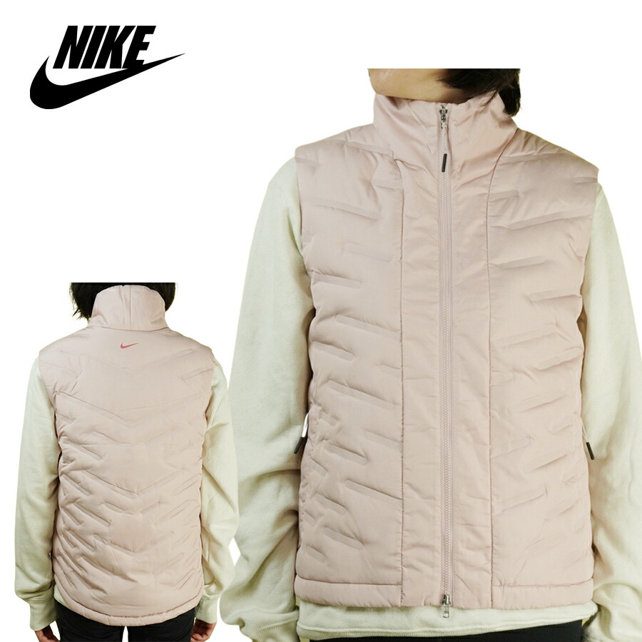 <br>ナイキ NIKE<br>レディース ジャケット<br>WOMENS THERMA FIT ADV REPEL FULLZIP VEST<br>ウィメンズ サーマフィット リペル フルジップベスト<br>PINK(ピンク)<br>女性用 黒 軽量 ナイロン ロゴ スポーティ キルティング