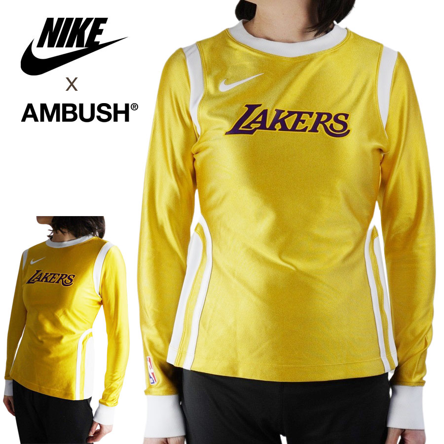 \u003cBR\u003eNIKE ナイキ\u003cBR\u003eレディース トップス\u003cBR\u003eNIKE X AMBUSH NBA COLLECTION LAKERS LONG SLEEVE TOP\u003cBR\u003eナイキ×アンブッシュ エヌビーエーコレクション\u003cBR\u003eレイカースロングスリーブトップYELLOW/WHITE（黄色/白いこと）\u003cBR\u003e黄 白 共同研究 バスケ 表どおり 運動競技 ロ