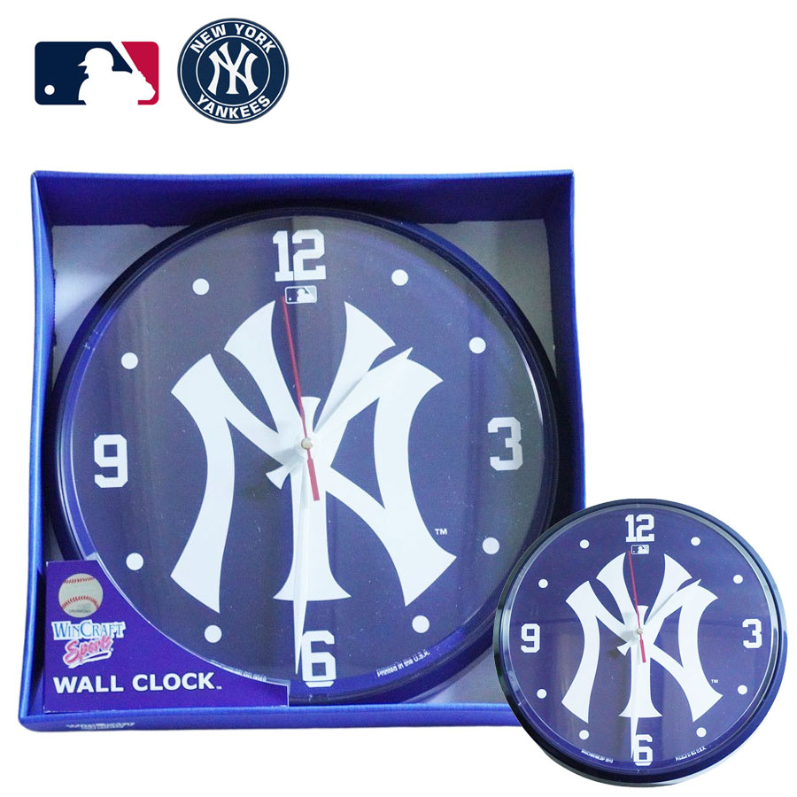 壁掛け時計 置き時計wall Clock Newyork Yankeesニューヨーク ヤンキースnavy ネイビー シルバー 紺 アルミ スポーツ ロゴ 野球 Mlb Kanal9tv Com