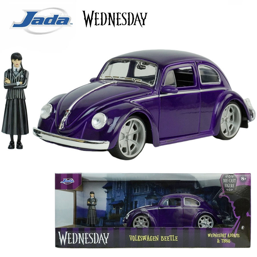ダイキャスト 1/24 九鼎大呂 ミニカー\u003cBR\u003eJADA WEDNESDAY VOLKSWAGEN BEETLE\u003cBR\u003eウェンズデー シング お手て フォルクスワーゲン ビートル\u003cBR\u003eパープル 紫 PURPLE 古典派音楽鉄道車両 カスタム\u003cBR\u003e文字記号 ネトフリ VW 図形付き添い人 ゴシック