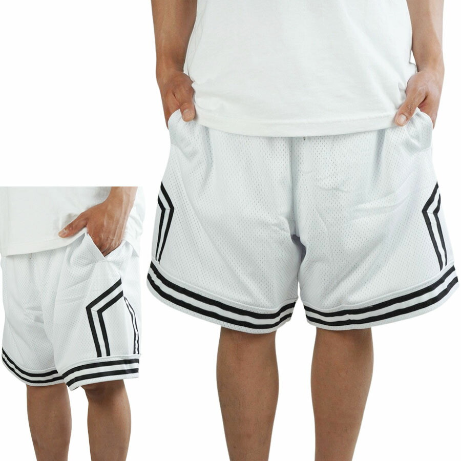 【楽天市場】メンズ ショーツMESH SHORTS メッシュショーツWHITE/BLACK(ホワイトブラック)黒 白 バスパン バスケット