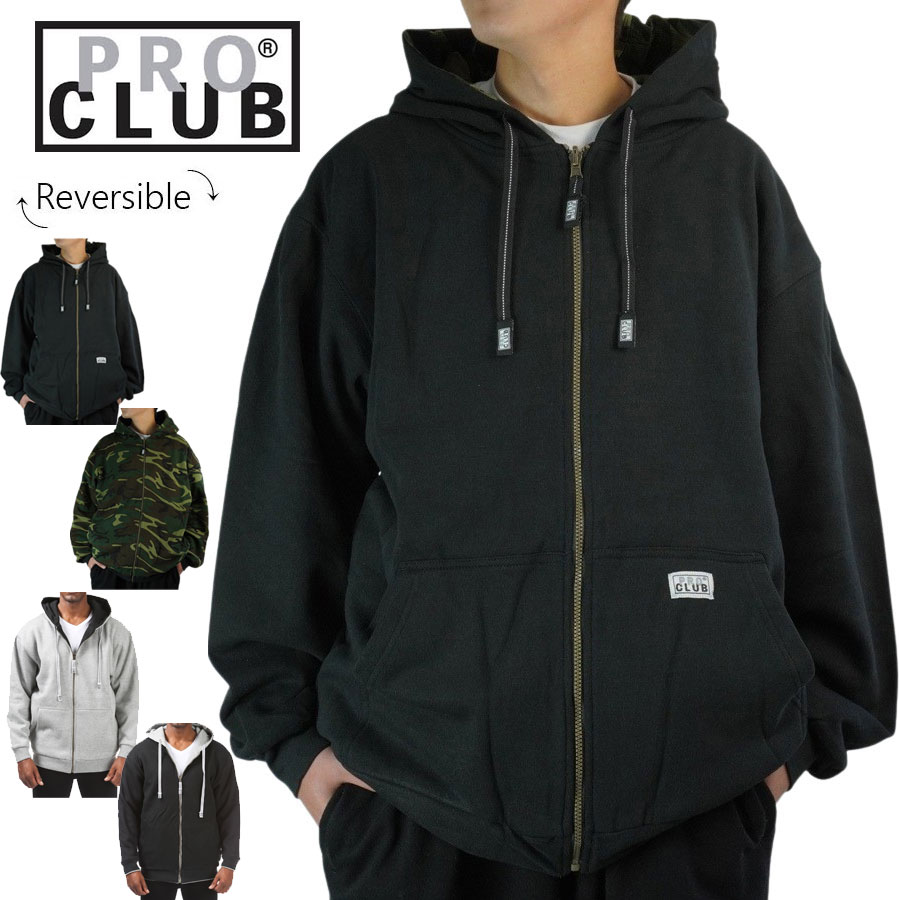 \u003cBR\u003e労働者階級野球クラブ PRO CLUBメンズ パーカーFULL ZIP REVERSIBLE FLEECE AND THERMAL HOODIE\u003cBR\u003eフルジップ リヴァーシブル フリース アンド サーマル フーディ\u003cBR\u003eBLACK/CAMO(黒いこと合鴨)GRAY/BLACK(薄墨色黒いこと)成人男性用 ボンネット 毛革 ボア 厚地の外套 トップス