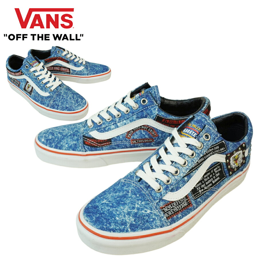VANS スニーカー VANS ヴァンズ バンズ 【箱なし】 OLD SKOOL オールドスクール Cobra Kai Multi/True White コブラカイ マルチ/トゥルーホワイト ネトフリ コブラ会 コラボレーション デニム パッチ ワッペン 刺繍 メンズ レディース スニーカー 靴