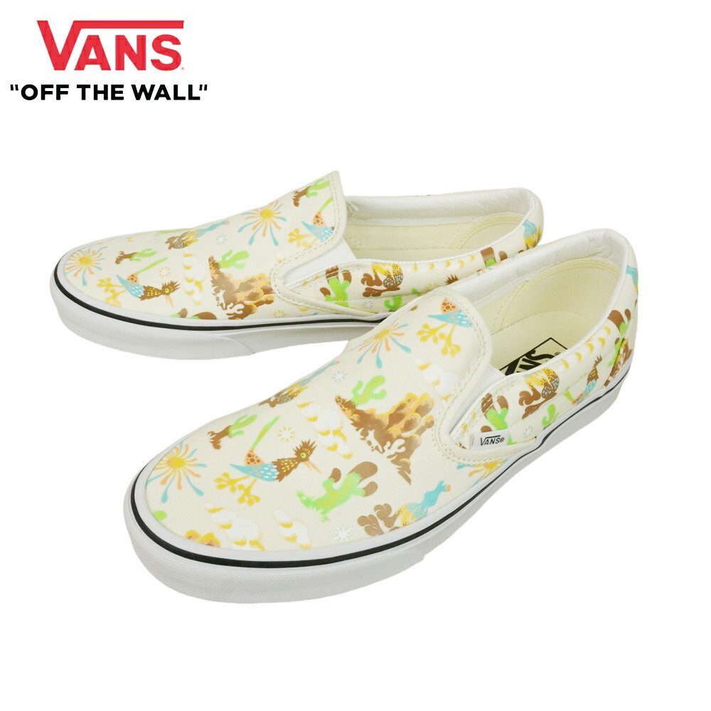<br>バンズ VANS ヴァンズ<br>【箱なし】<br>CLASSIC SLIP-ON スケート スリッポン スリップオンGET OUTDOORS MARSHMALLOW/<br>メンズ レディース スニーカー 靴 紐無しサボテン 砂漠 ローカット 総柄