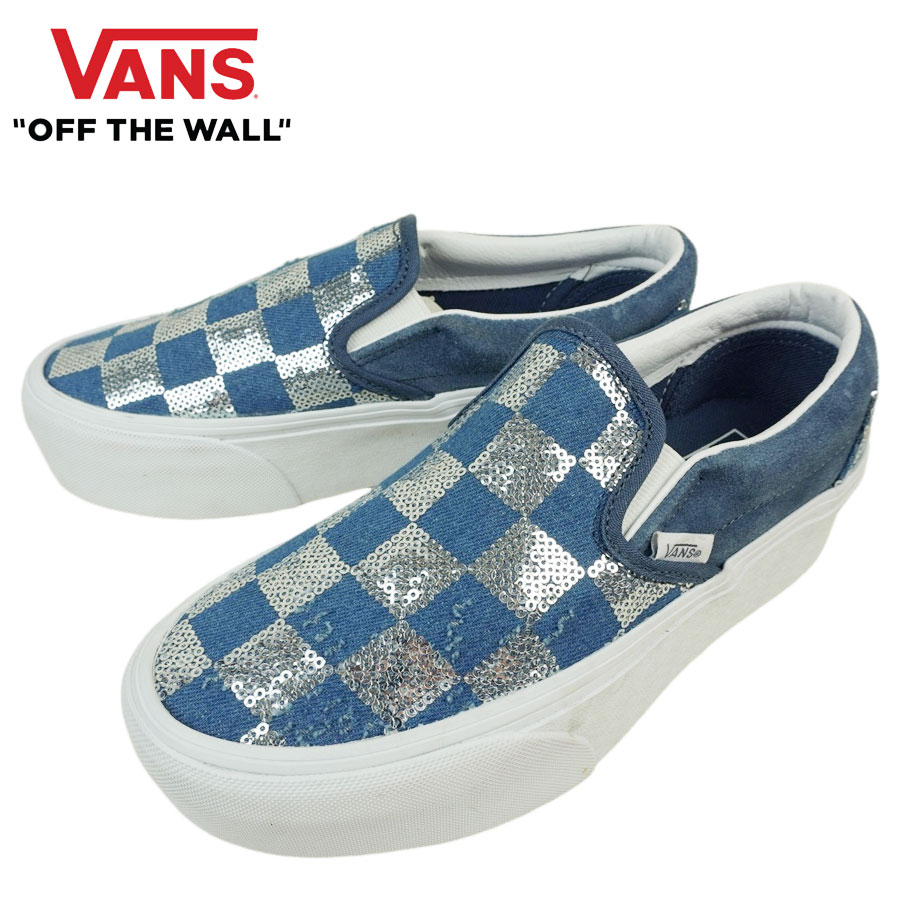\u003cBR\u003eバンズ VANS ヴァンズ\u003cBR\u003e【箱皆無】CLASSIC SLIP ON STACKFOAM古典派音楽 スリッポン スリップオン スタック質問用紙GLIMMER CHECK VINTAGE INDIGO\u003cBR\u003eグリマー 照合のしるし ヴィンテージ インディゴ\u003cBR\u003eメンズ レディース スニーカー 靴 スケボー 厚底デ