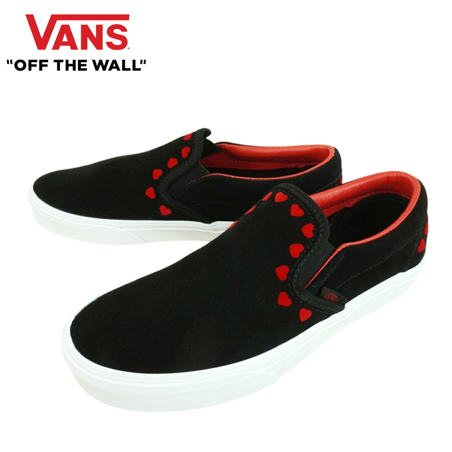 VANS スニーカーVANS バンズ CLASSIC SLIP-ONクラシックスリッポン ハート柄 スニーカーHEARTS BLACK RED ブラック 黒 BLACK レッド 赤 REDスリッポン レディース 総柄 ストリート カジュアル ローカット｜THE MATERIAL WORLD