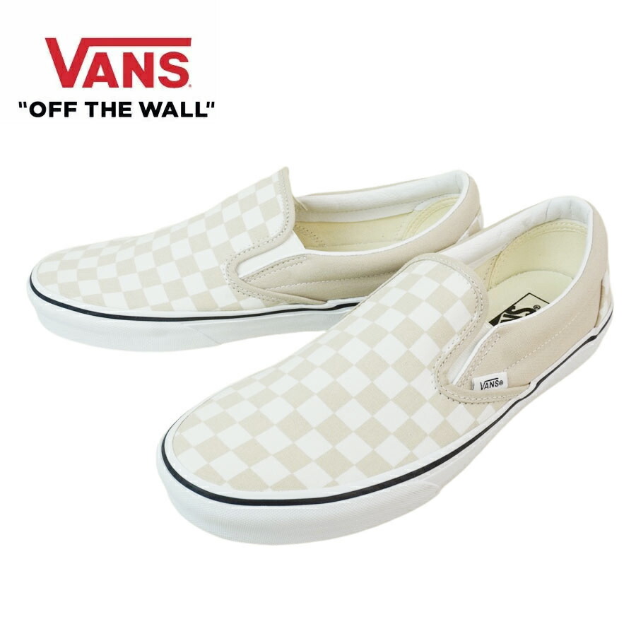 <br>VANS スニーカー<br>VANS ヴァンズ バンズ<br>CLASSIC SLIP ON スリッポン スリップオンCOLOR THEORY CHECKERBOARD FRENCH OAKフレンチオーク チェック ナチュラル 生成り アイボリー チェッカーメンズ レディース スニーカー 靴 紐無