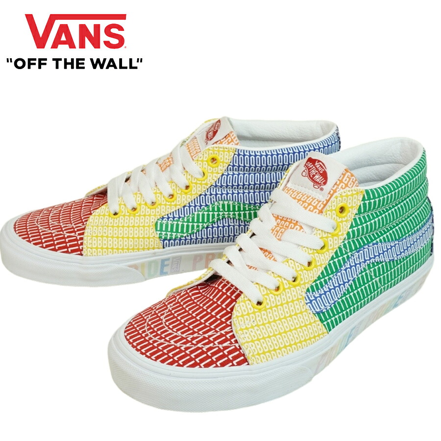バンズ VANS ヴァンズ SKATE SK8 MIDスケートミッド ミッドカット PRIDE MULTI/TRUE WHITE プライド ホワイト レインボー LGBTQ ジェンダーフリー プライドコレクション メンズ レディース スニーカー 靴 スケボー ハイカット