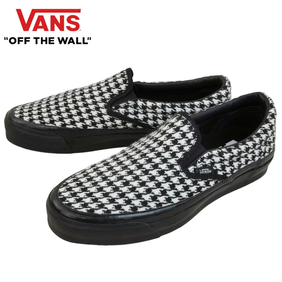 VANS スニーカーVANS バンズ LX CLASSIC SLIP-ON 98ヴァンズ LX クラシック スリッポン 98HOUNDSTOOTH BLACK WHITE千鳥格子 ハウンドトゥース ブラック ホワイト白黒 柄物 カジュアル スケート|THE MATERIAL WORLD