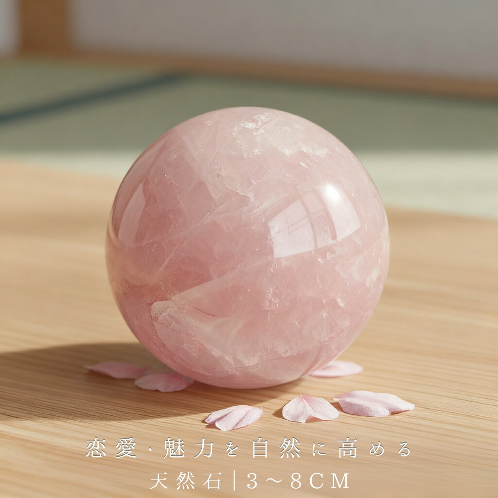 大丸玉　水晶　ピンクロースクオーツ　天然石 大丸玉水晶ピンクロースクオーツ天然石
