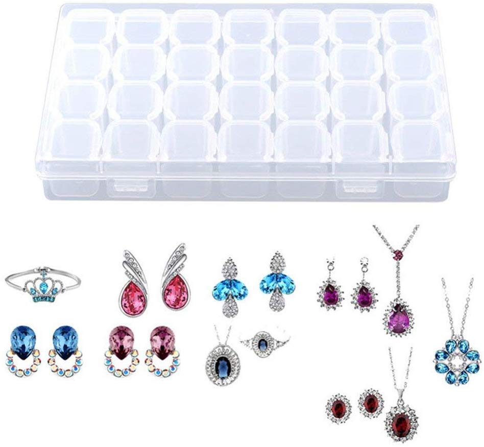 楽天市場 ネイル パーツケース 28種収納 パーツボックス パーツ収納 仕切り 格子ボックス ジュエリー アクセサリー イヤリング ボックス 小物入れ 収納ケース メタルスタッズ 卸売 レジンパーツ ネイルパーツ ネイルケース デコパーツ カラーバリエーション 着脱式の