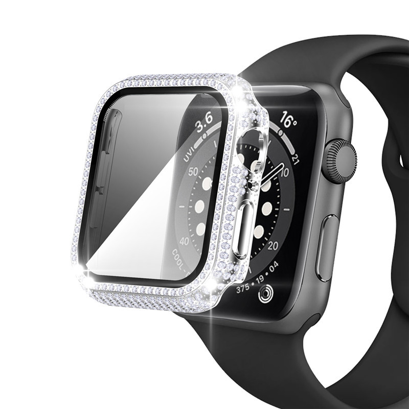 市場 アップルウォッチカバー ケース 38 44 Watch Apple アップルウォッチ 41 42 ウォッチケース 45mm カバー ストーン  一体型 40 ガラスフィルム キラキラ