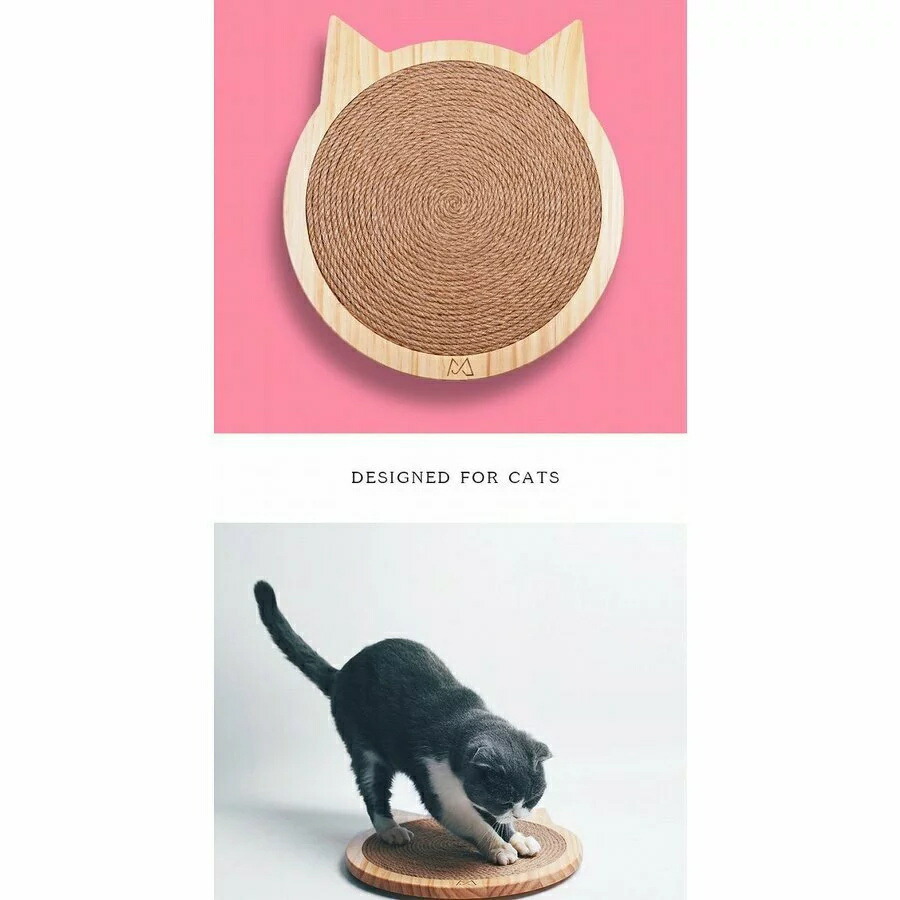 猫 爪とぎ つめとぎ おもちゃ ケア用品 爪とぎ 猫型 吸盤付 ウッド調 ブラウン ベージュ 可愛い 癒し 犬用品 トイ おしゃれ Salon Raquet De
