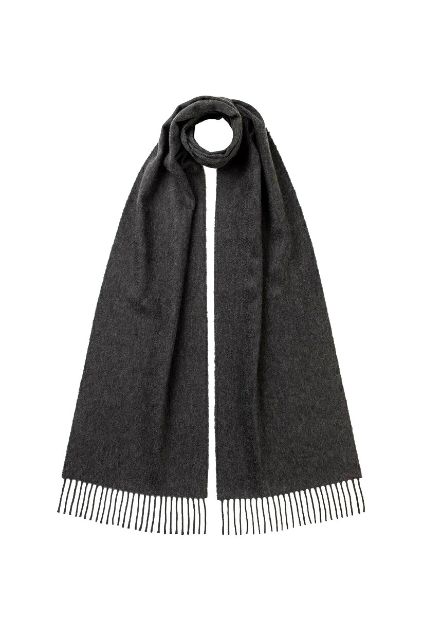 【正規取扱店】Johnstons of Elgin カシミアマフラー WA000016 チャコール HA0700 Charcoal (ジョンストンズ オブ エルガン)|THE PARK