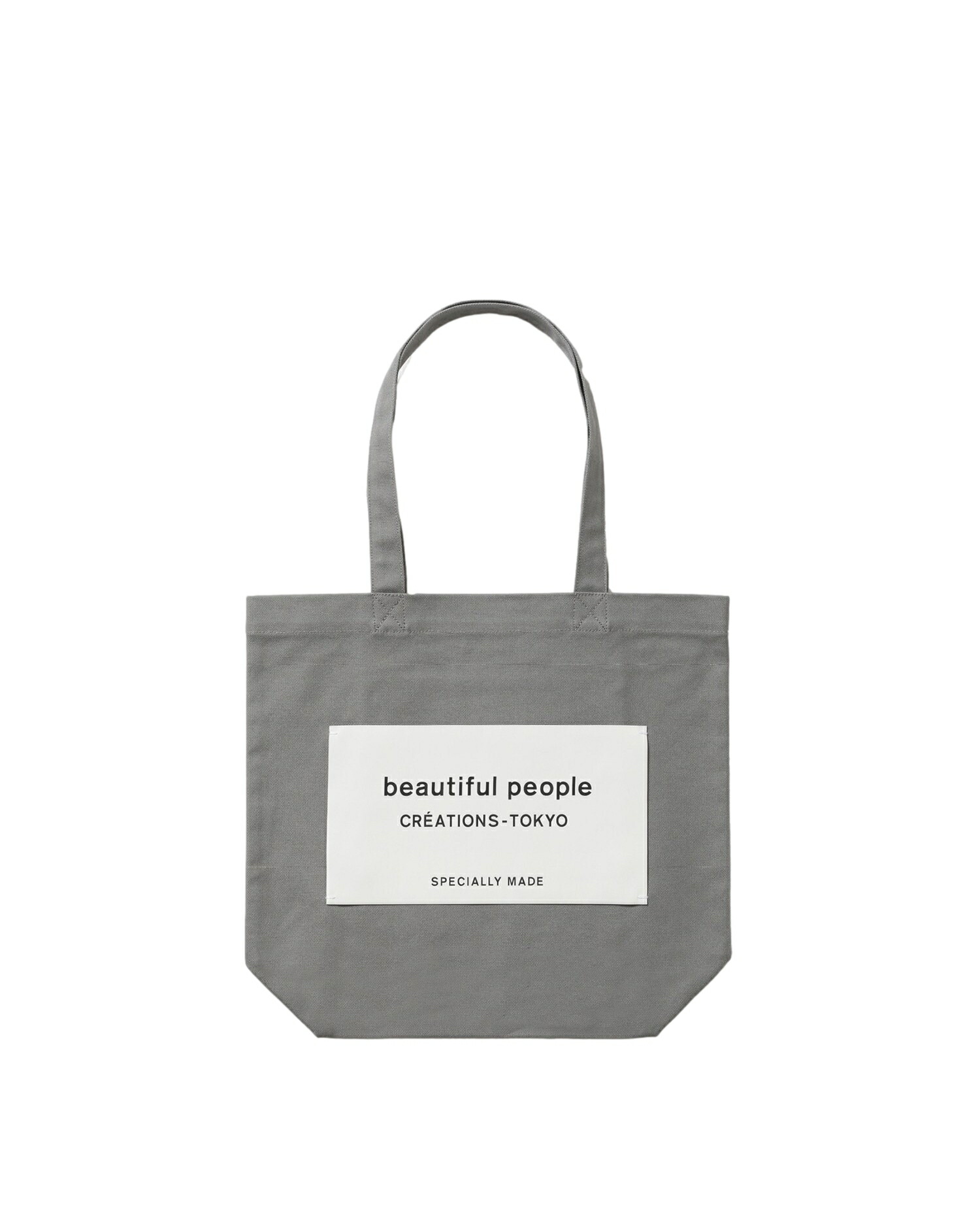 【置き目取りまわし店】beautiful people SDGs name tag tote bag gray (ビューティフルピープル)