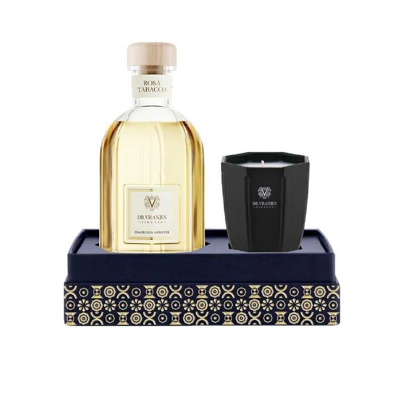 【正規取扱店】Dr.vranjes ドットール ヴラニエス 250mlディフューザー + 80gキャンドル ギフトボックスROSA TABACCO VARTICAL BLUE BOX