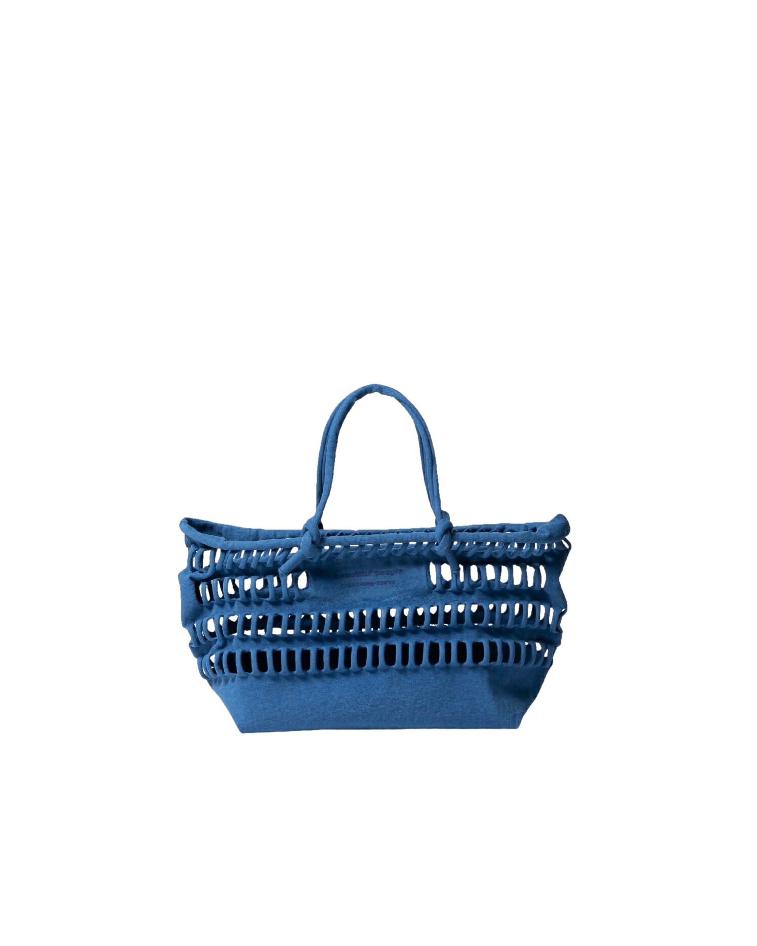 【置き目取りまわし店】beautiful people konbu knit shopping busket bag blue (ビューティフルピープル)