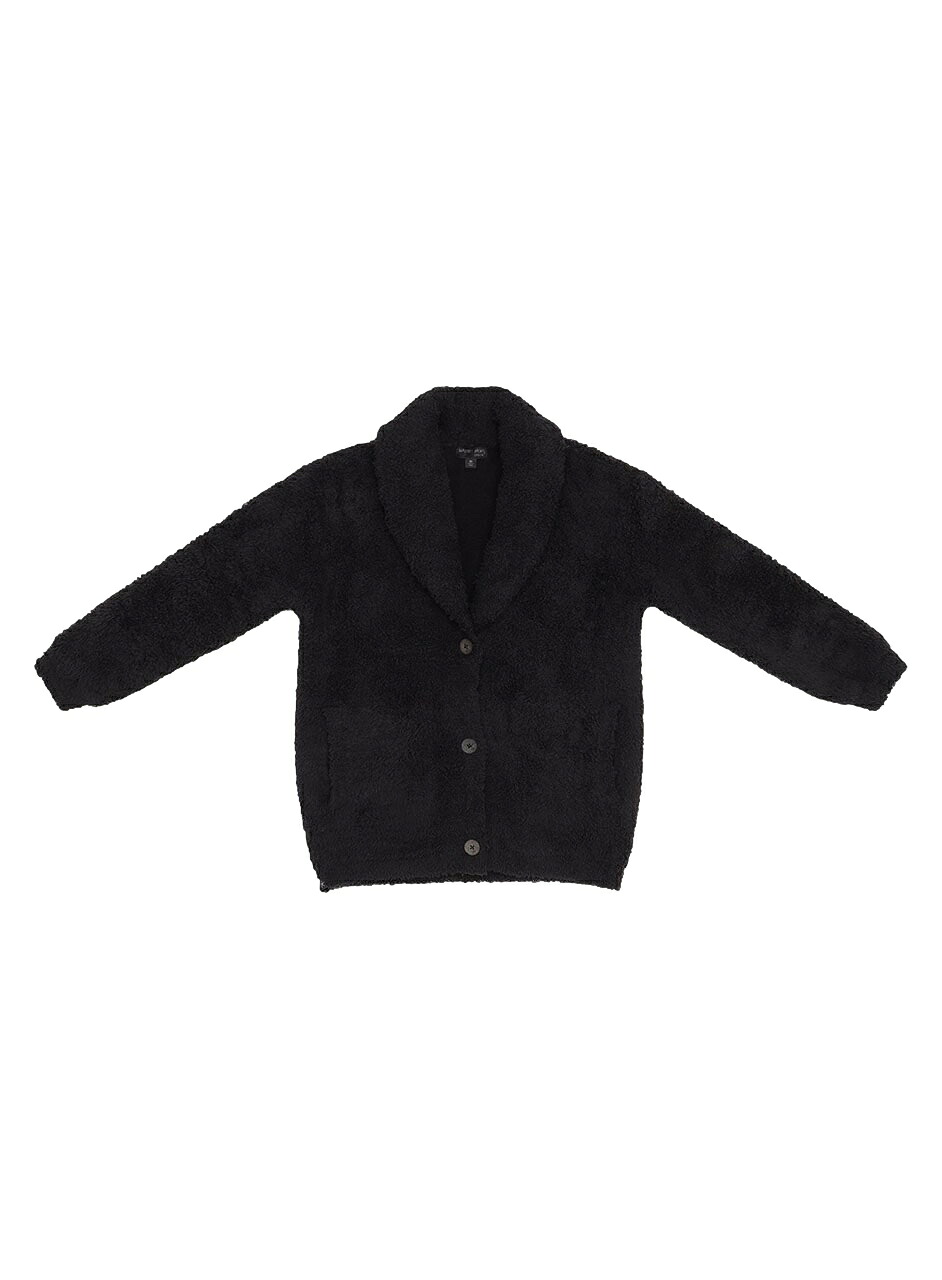 【正規取扱店】Barefoot Dreams シャーリング ボタン ジャケット コージーシック black (ベアフットドリームス)