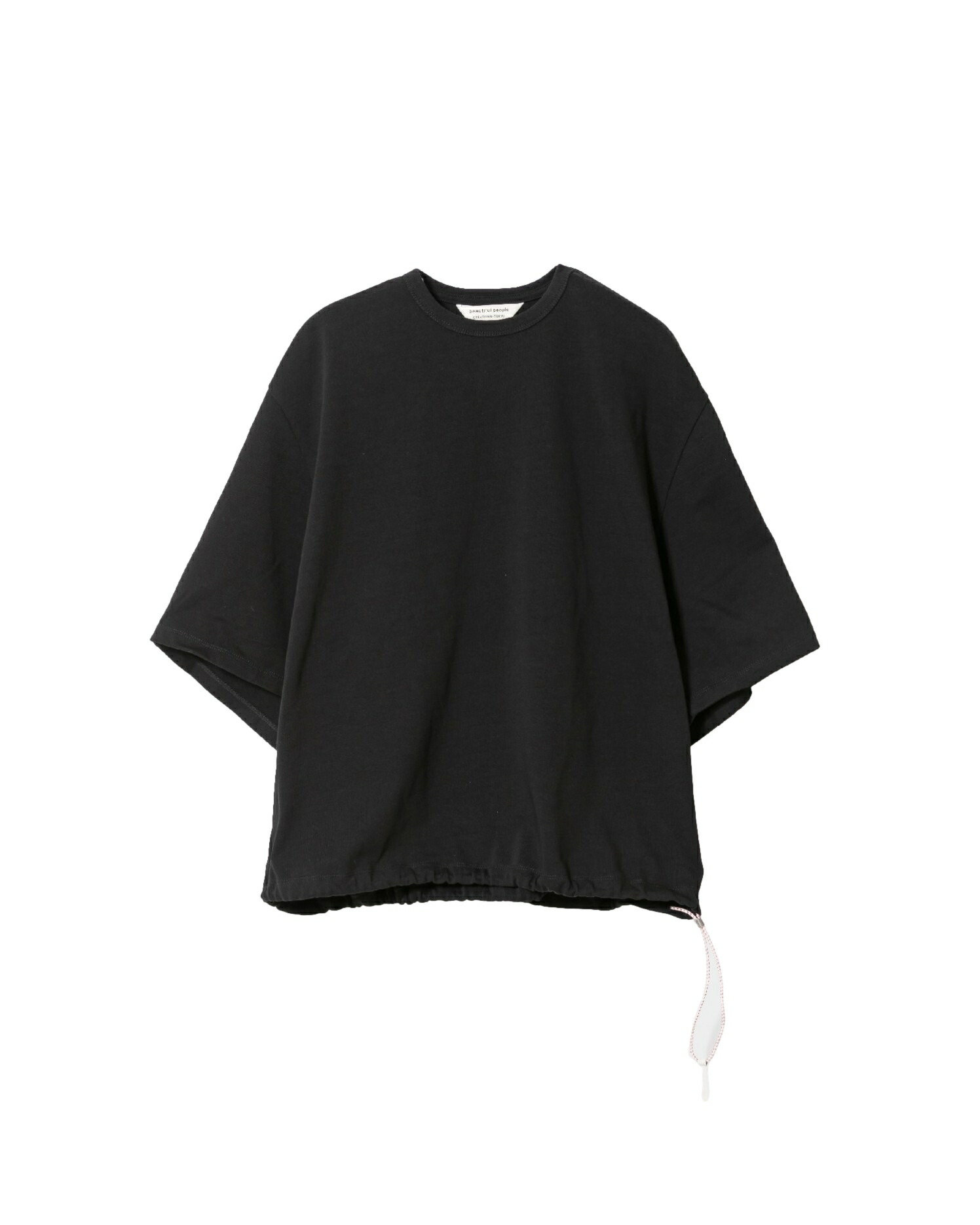 【正規取扱店】beautiful people suvin compact jersey drawstring T-shirt black ビューティフルピープル