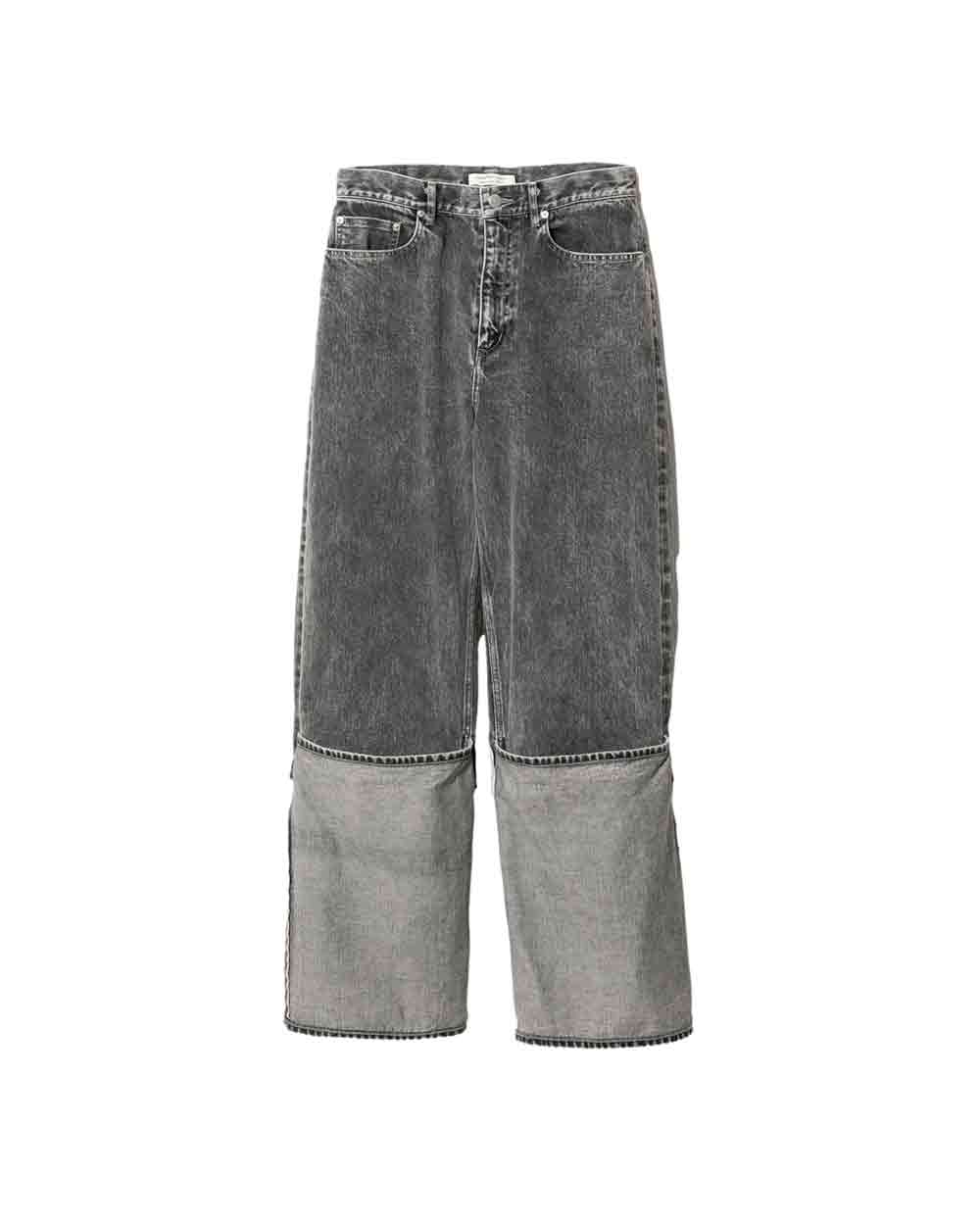 【正規取扱店】beautiful people selvedge denim flip hem pants blk bleach (ビューティフルピープル)