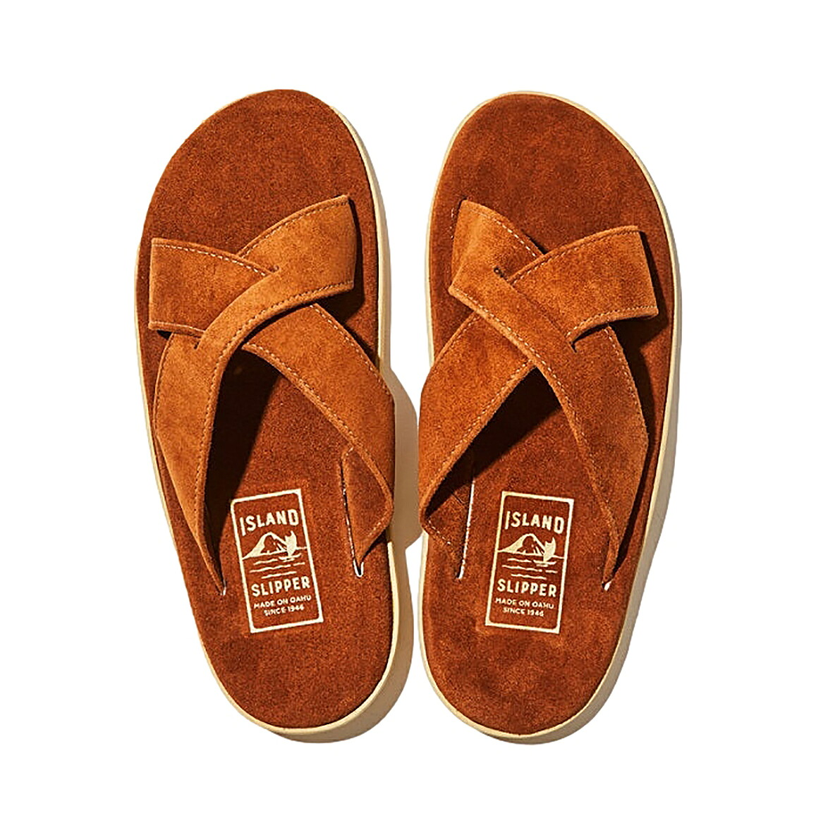 【正規取扱店】ISLAND SLIPPER PT223 PEANUT SUEDE クロスレザーサンダル アイランドスリッパー