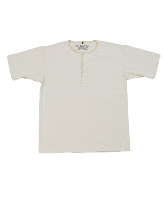 【定め事取りまわし店】NIGEL CABOURN ナイジェルケーボン 50\u0027Sヘンリーネックシャツ IVORY