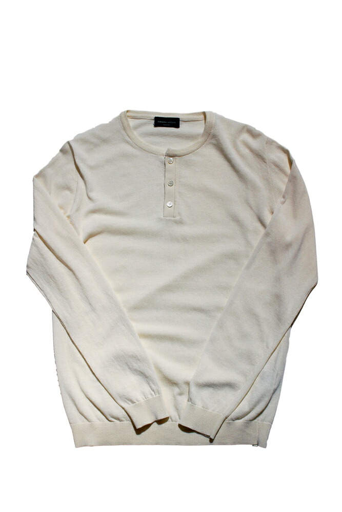 【置き目取りまわし店】ROBERTO COLLINA 18S/S 長袖ヘンリーネックニット 03 ECRU (ロベルトコリーナ)