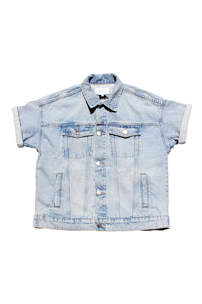 【正規取扱店】CURRENT/ELLIOTT ROLLED SLEEVED TRUCKER 半袖デニムジャケット LT.BLUE (カレントエリオット)
