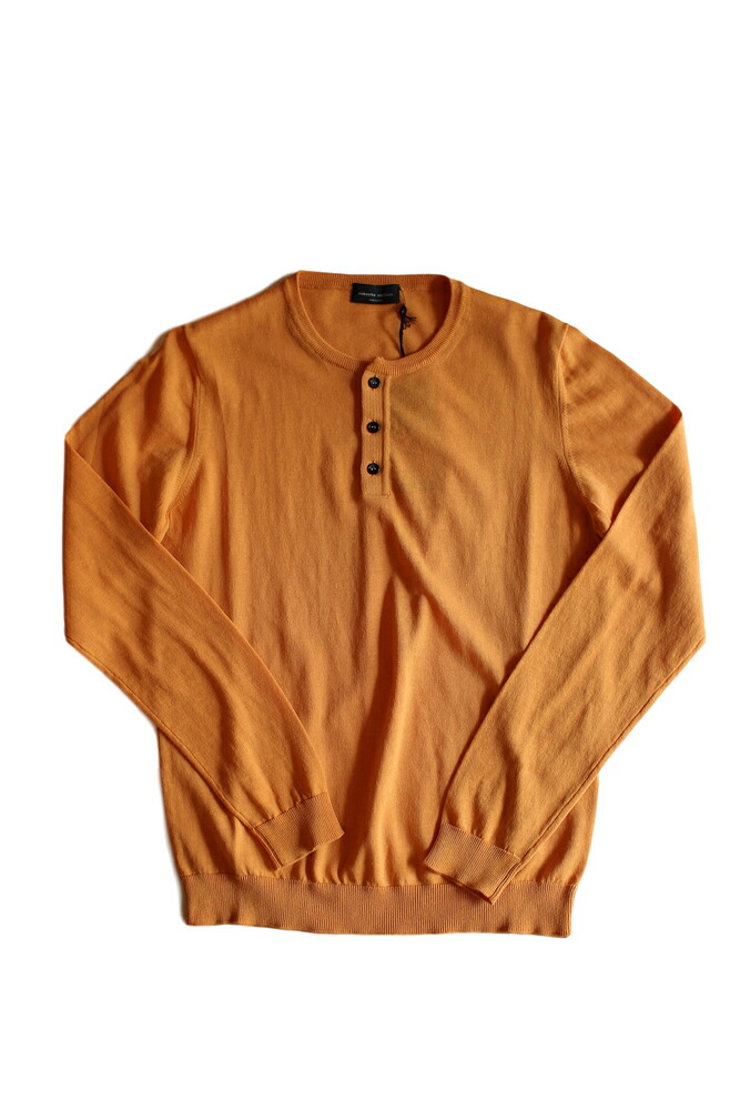 【正規取扱店】ROBERTO COLLINA 19S/S 長袖ヘンリーネックニット 41 MANDARINO (ロベルトコリーナ)