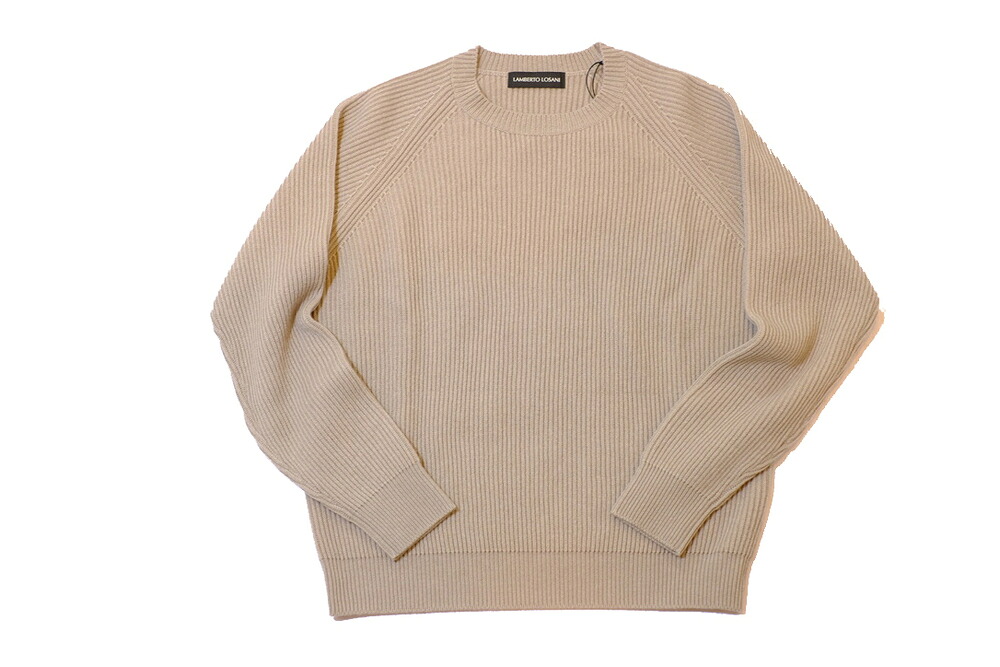 【正規取扱店】LAMBERTO LOSANI ランベルト ロザーニ 19-20A/W ミドルゲージリブクルーネックニット RED/BEIGE｜THE PARK