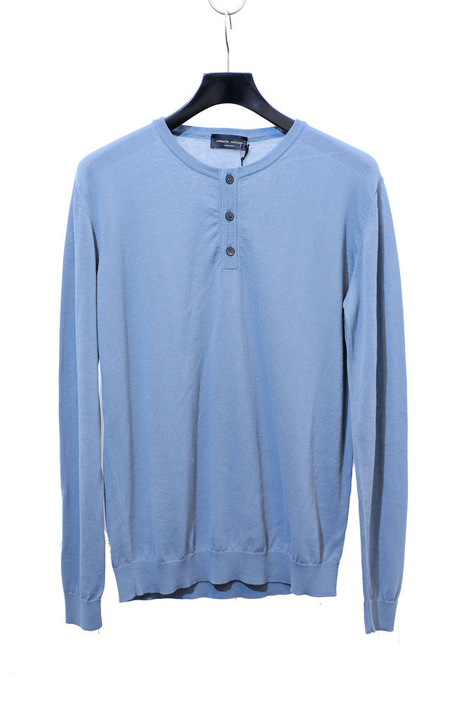 【決まり取りまわし店】ROBERTO COLLINA 20S/S ヘンリー編み物 24 OLIVA/19 ACCIAIO (ロベルトコリーナ) メンズファッション-トップス