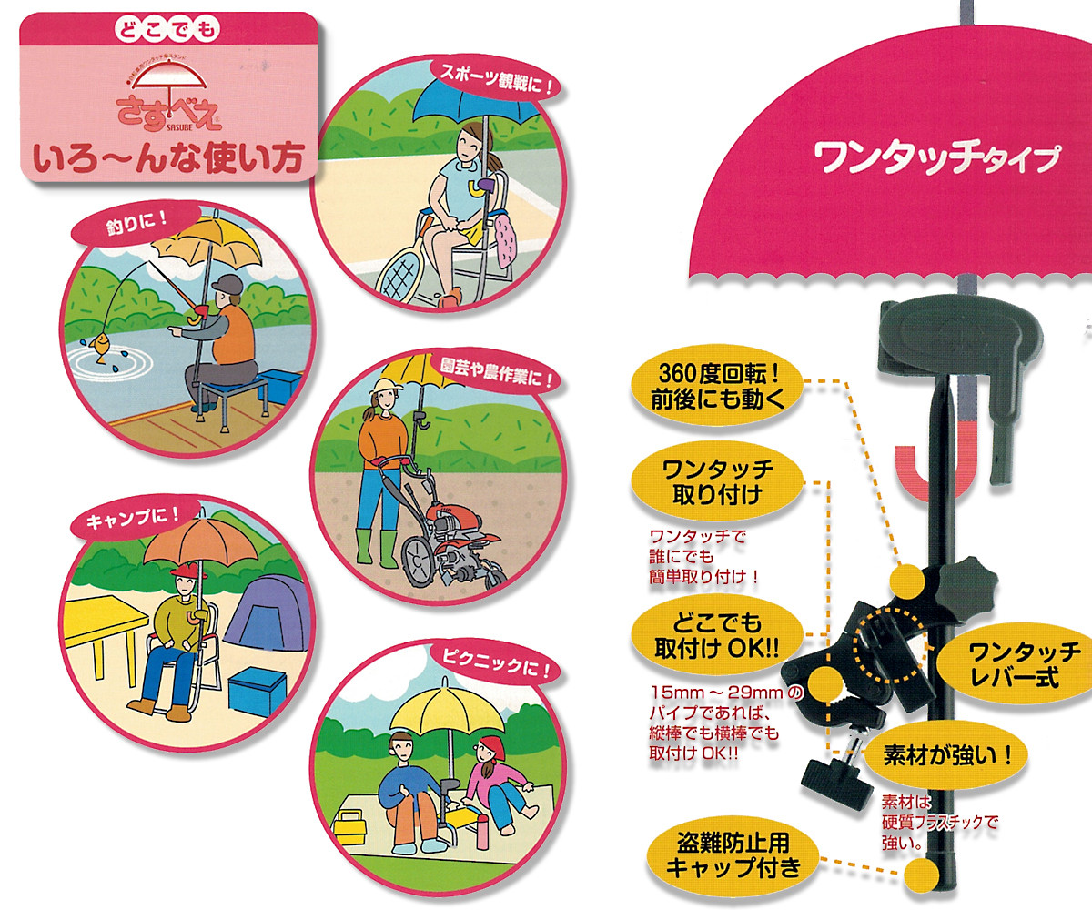 楽天市場 ユナイト 傘スタンド どこでもさすべえ ワンタッチタイプ 自転車用傘立て レイン用品 ザ パワフル