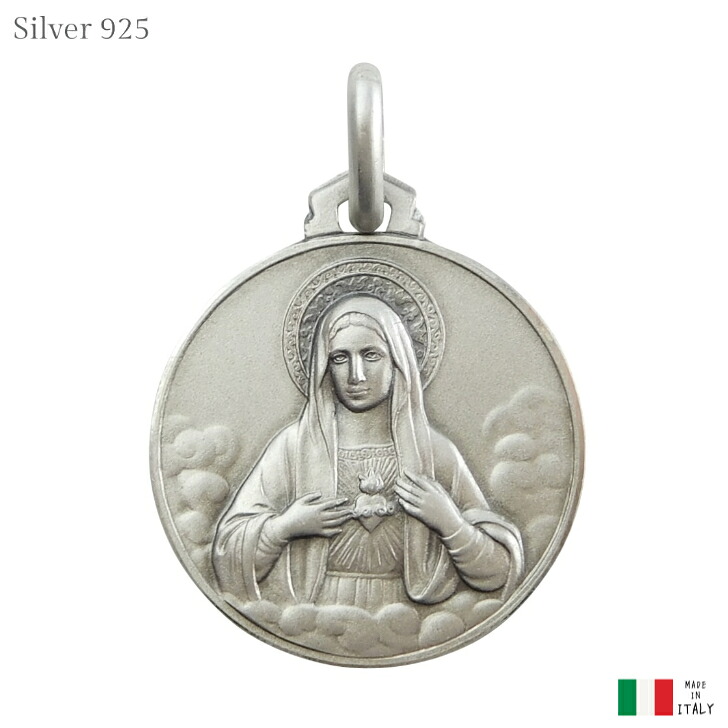 聖母マリアの御心 メダイ ペンダント シルバー925 18mm イタリア製|THE SACRED SECRET 店