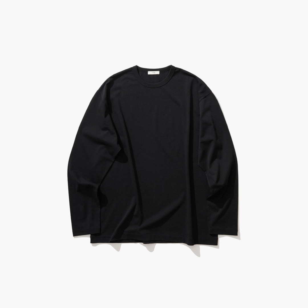 ＼店内全品10％OFFクーポン配布中／ ATON | エイトン DRY COTTON JERSEY | STANDARD LONG SLEEVE T-SHIRT BLACK (AT-KKAGLM0111) Tシャツ トップス ロングスリーブ 長袖
