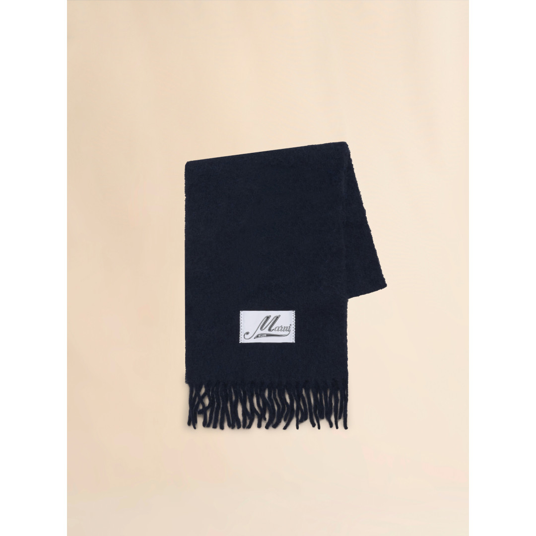 ＼エントリーで全品最大P19倍！4/4(土)20時～／ MARNI | マルニ brushed alpaca scarf BLUE BLACK (ASZC0005A0UTW91800B59) 25AW 25秋冬【 送料無料 】 正規品 アルパカ スカーフ マフラー ストール メンズ レディース ブランド フリンジ