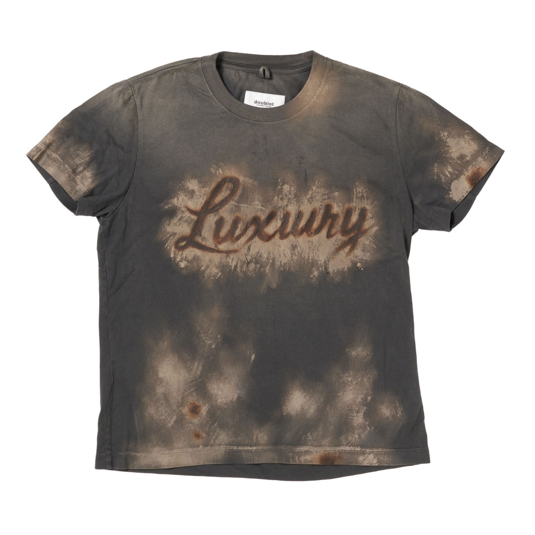 doublet | ダブレット LUXUARY MUD PAINT T-SHIRT  BLACK (26SS40CS434) 26SS 26春夏 トップス Tシャツ 半袖 ショートスリーブ プリント ハンドペイント エアブラシ