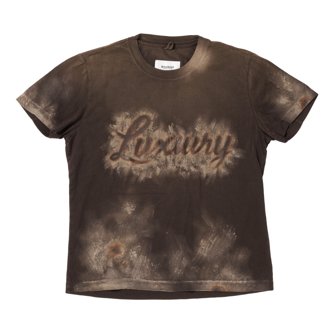 doublet | ダブレット LUXUARY MUD PAINT T-SHIRT  BROWN (26SS40CS434) 26SS 26春夏 トップス Tシャツ 半袖 ショートスリーブ プリント ハンドペイント エアブラシ
