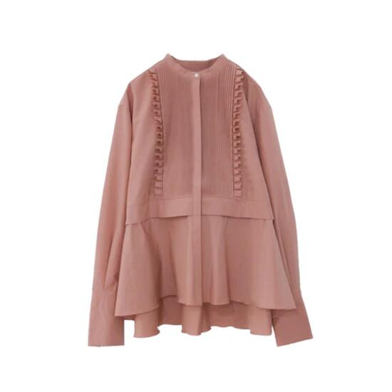 MARILYN MOON 【マリリンムーン】tuck frill flare shirt 56.DUSTY PINK (4254-12956) 25AW 25秋冬 トップス タックフレアシャツ ブラウス|THE SOAP SHOP