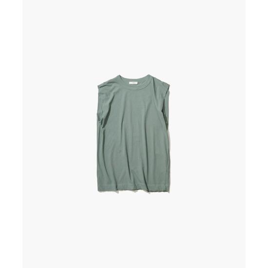 ATON|エイトン FRESCA SINGLE JERSEY | TANK TOP GREEN (AT-KKAGGM0400) 25SS　25春夏　 トップス　タンクトップ　スリーブレスカットソー｜THE SOAP SHOP