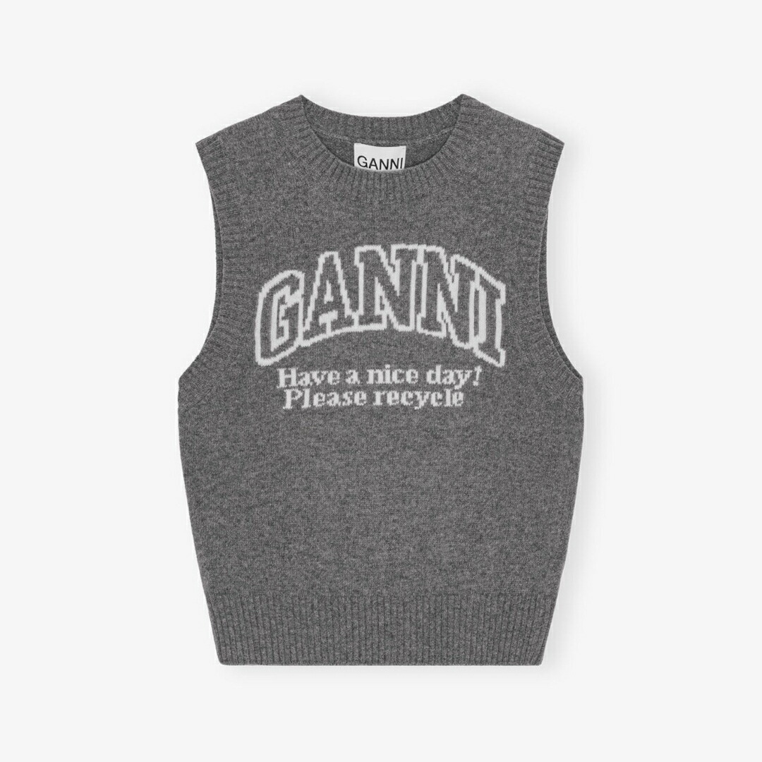 GANNI【ガニー】 Graphic Vest FROST GREY (K2308) 25SS 25春夏 ニット ニットベスト