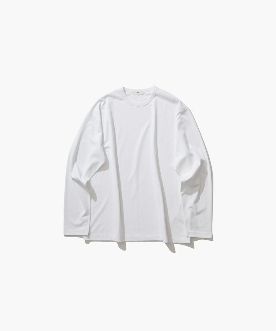 ＼店内全品10％OFFクーポン配布中／ ATON | エイトン DRY COTTON JERSEY | STANDARD LONG SLEEVE T-SHIRT WHITE (AT-KKAGGW0111) 25AW 25秋冬 Tシャツ トップス ロングスリーブ ロンT