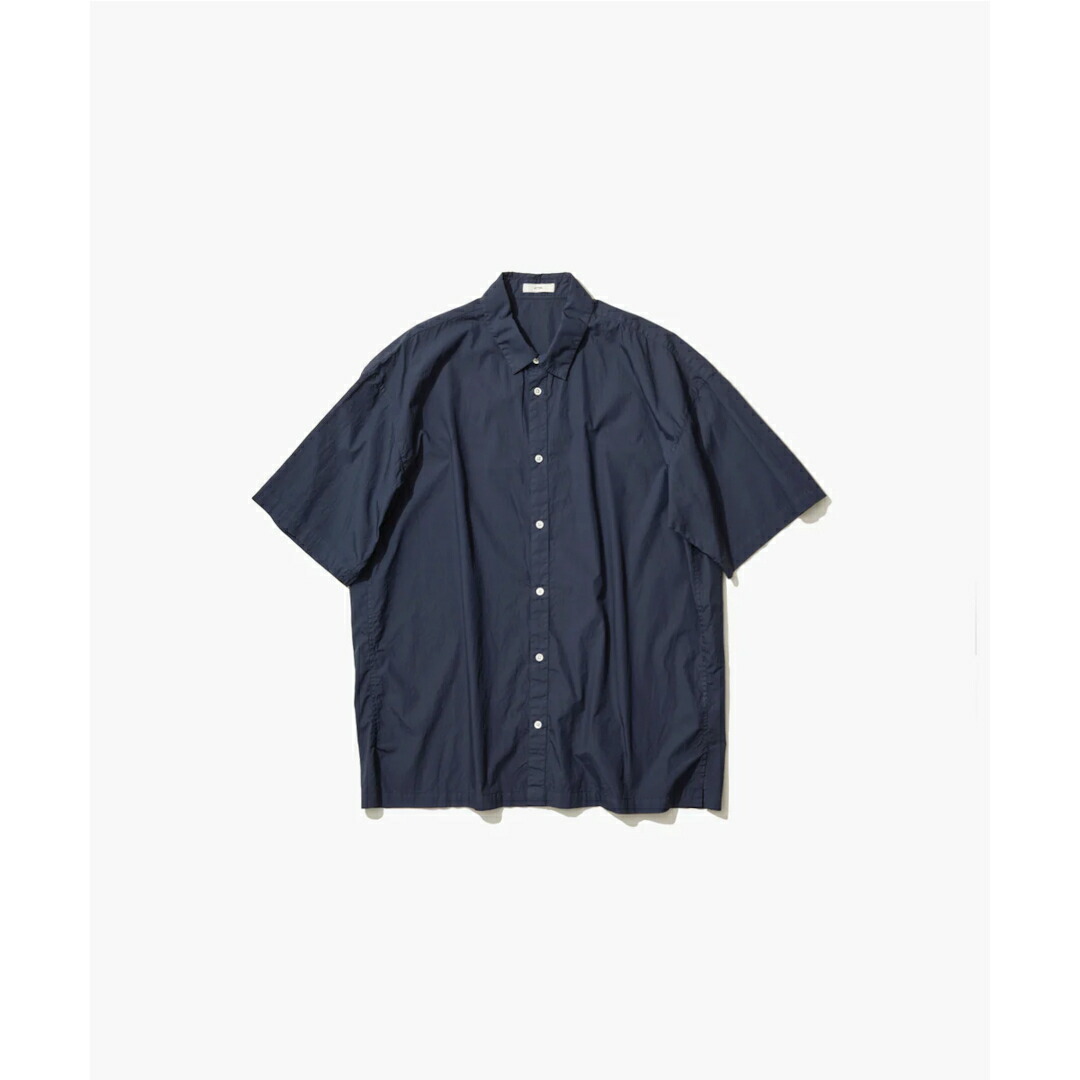 ATON 【エイトン】 COTTON LAWN | OVERSIZED SHORT SLEEVE SHIRT NAVY (AT-BLAGGM0402)25SS 25春夏 ブロードプルオーバー オーバーサイズシャツ トップス-カジュアルシャツ-メンズファッション