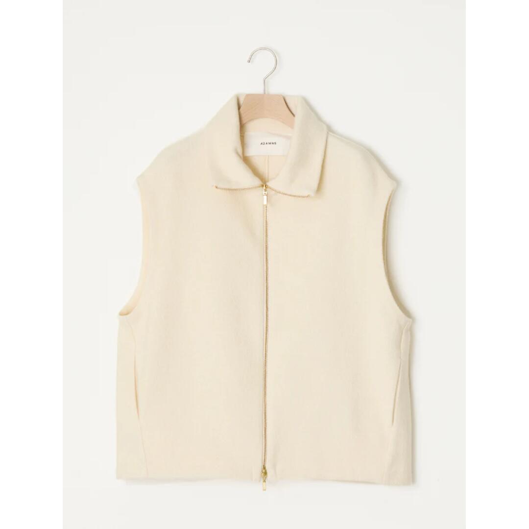 アダワス WOOL SILK BLENDED LIGHT ZIP VEST 470MILK (ADWS-501-22) 25AW　25秋冬　ジップベスト　ニット｜THE SOAP SHOP 28,512円