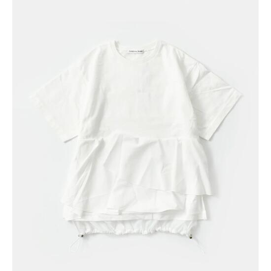 MARECHAL TERRE 【マルシャルテル】 クラシック天竺コットン異素材切替ハイブリッドトップスプルオーバー OFF WHITE (ZMT252CT114) 25SS 25春夏 トップス ペプラムトップス