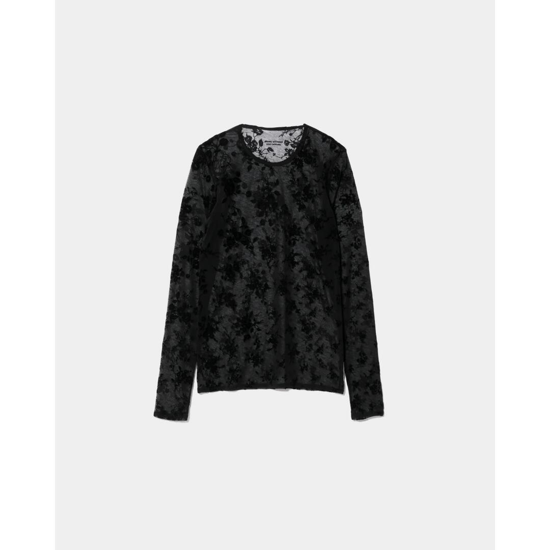 ＼店内全品10％OFFクーポン配布中／ beautiful people | ビューティフルピープル sheer flower flocky PT crew neck top black (1626310025) 26SS 26春夏 トップス　シアートップス