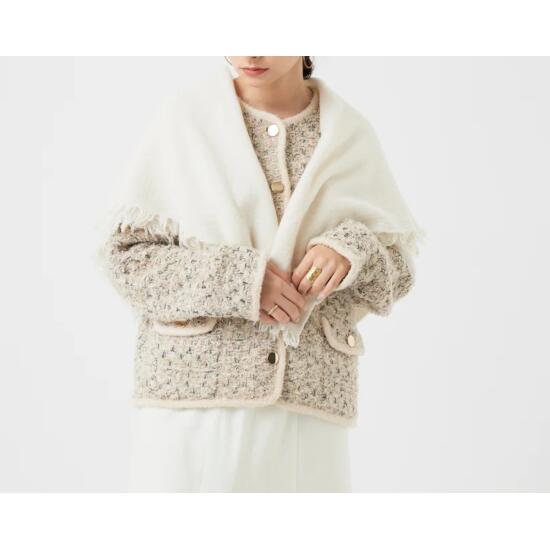 ＼店内全品10％OFFクーポン配布中／ TORRAZZO DONNA 【トラッツォドンナ】 インディアンウールストール　06.O.WHITE (6260-399) 25AW　25秋冬 ストール
