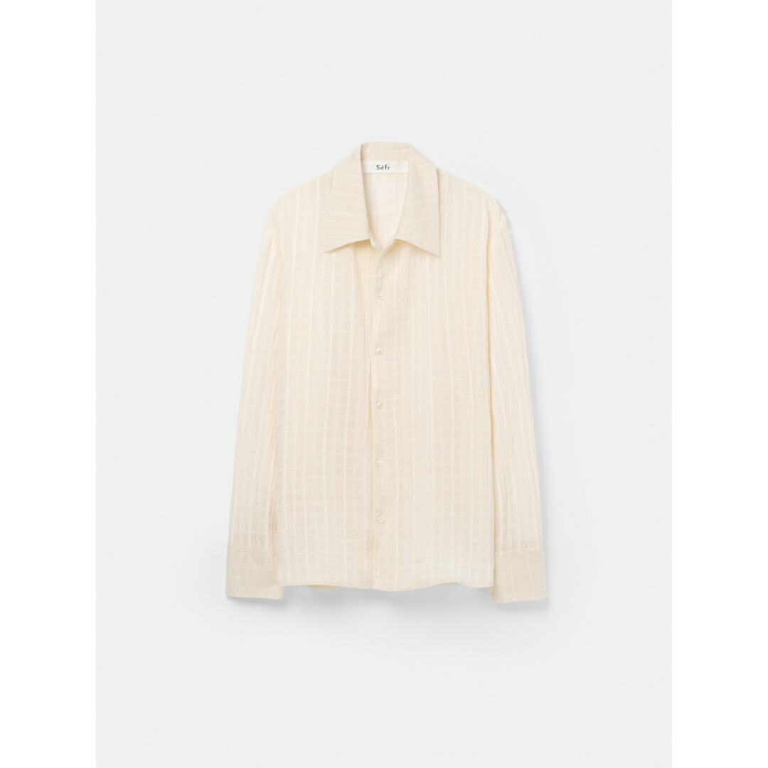 Sefr | セファ Ignacio Shirt CLOUD WHITE CHECK (SF-25FWM-029) シャツ トップス スプレッドカラー シェルボタン|THE SOAP SHOP